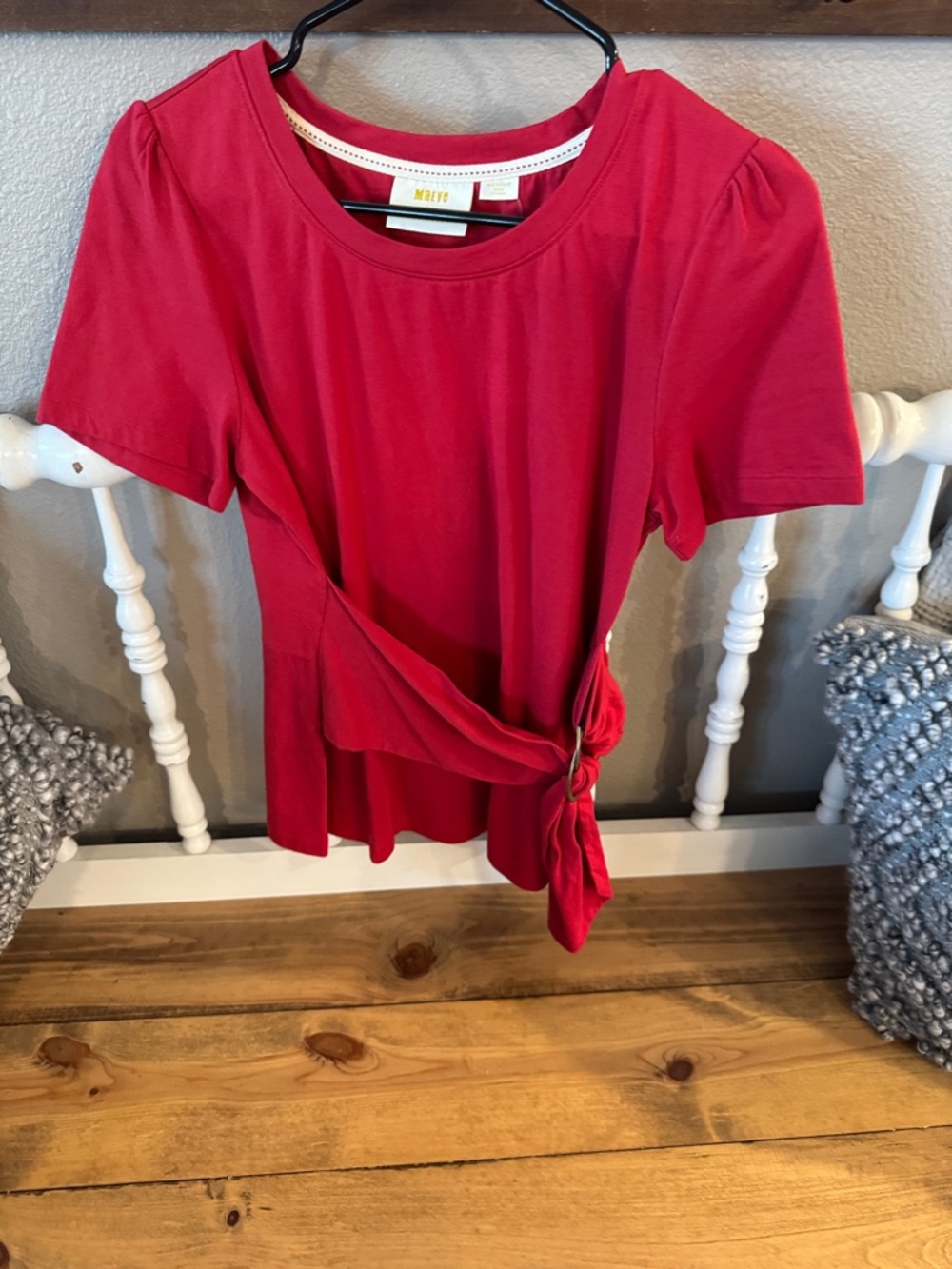 Maeve NWT Red Short Sleeve Tie-Waist Top